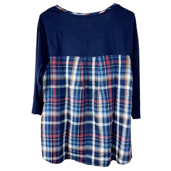 Lane Bryant Mixed Media Navy Plaid Pocket High - Lo Top Size 14/16 - Picture 5 of 8